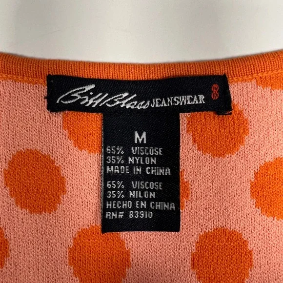 Bill Blass Jeanwear Polka Dot Tank Top Sleeveless V Neck Orange M - Picture 4 of 7